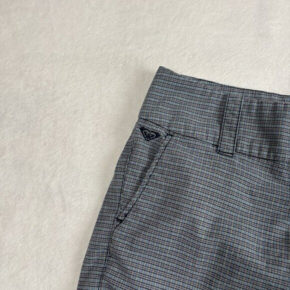 Y2K Roxy Plaid Chino Goth Skate Blue Shorts Capris Women's Size 5 - Picture 2 of 10